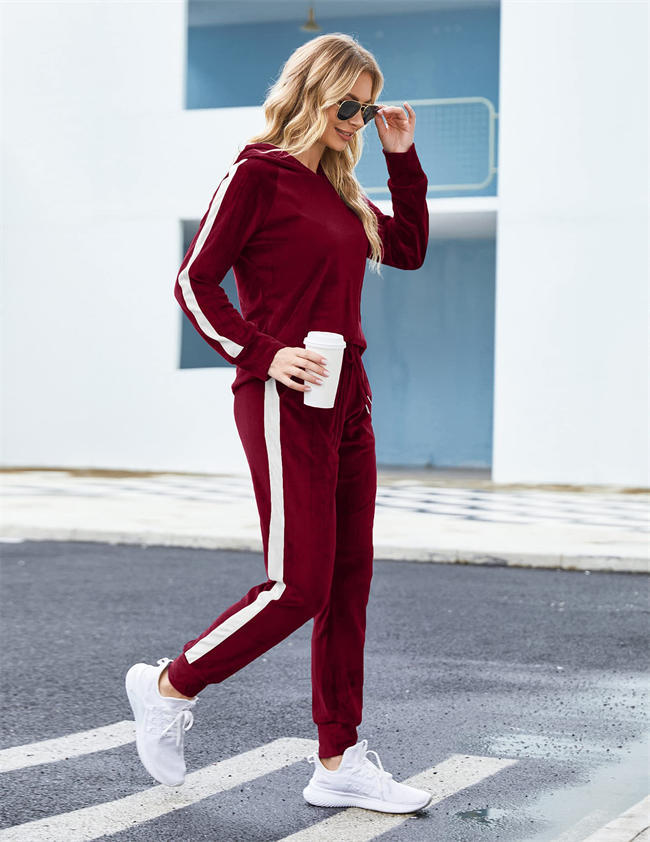 Womens 2 Piece Sweatsuits Velour Pullover Hoodie & Sweatpants Jogging Suits Outfits